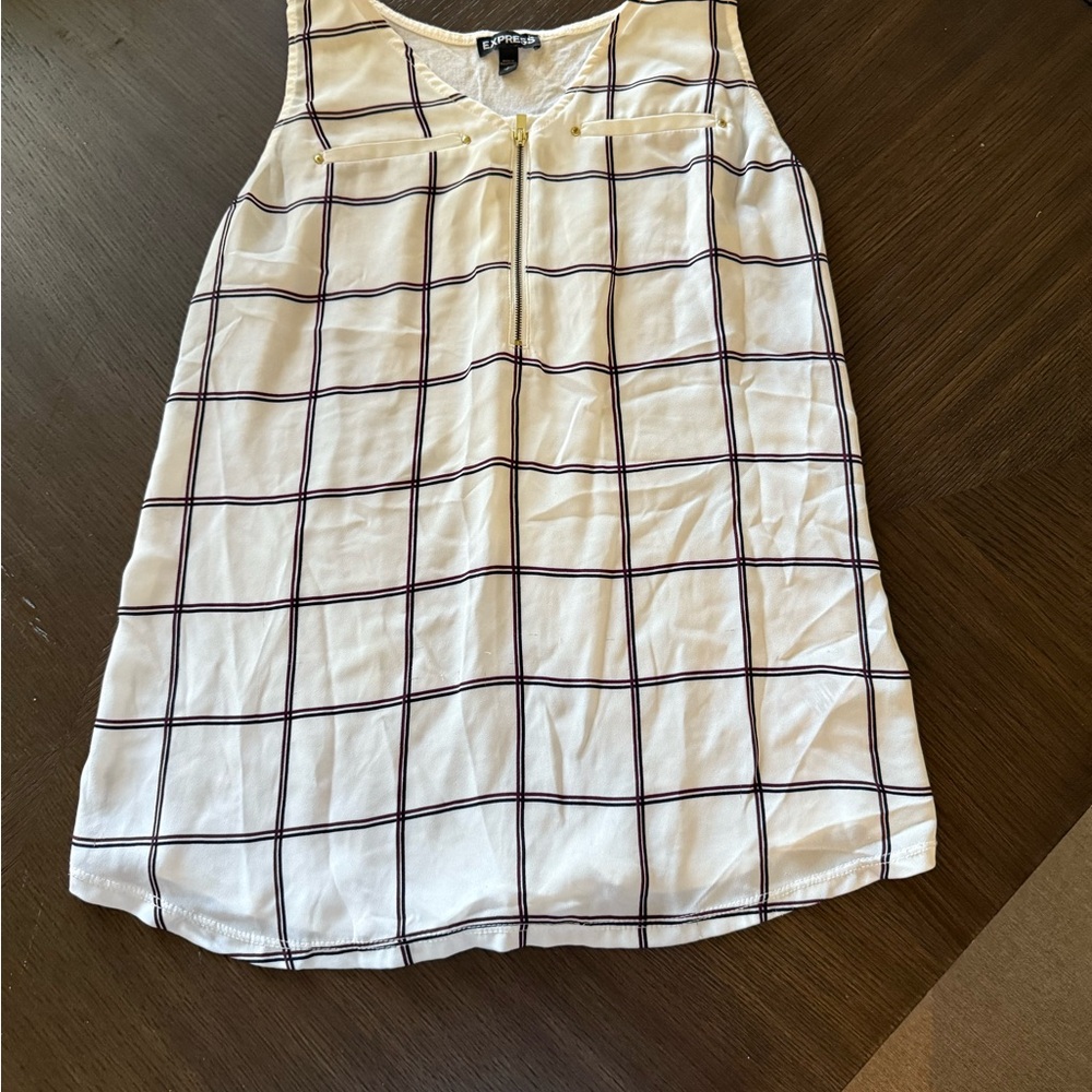 Express White and Black Checkered Blouse